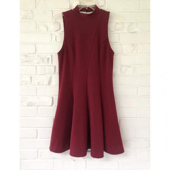 🍁Free People Fit-and-Flare Sleeveless Red Dress S - Picture 1 of 7